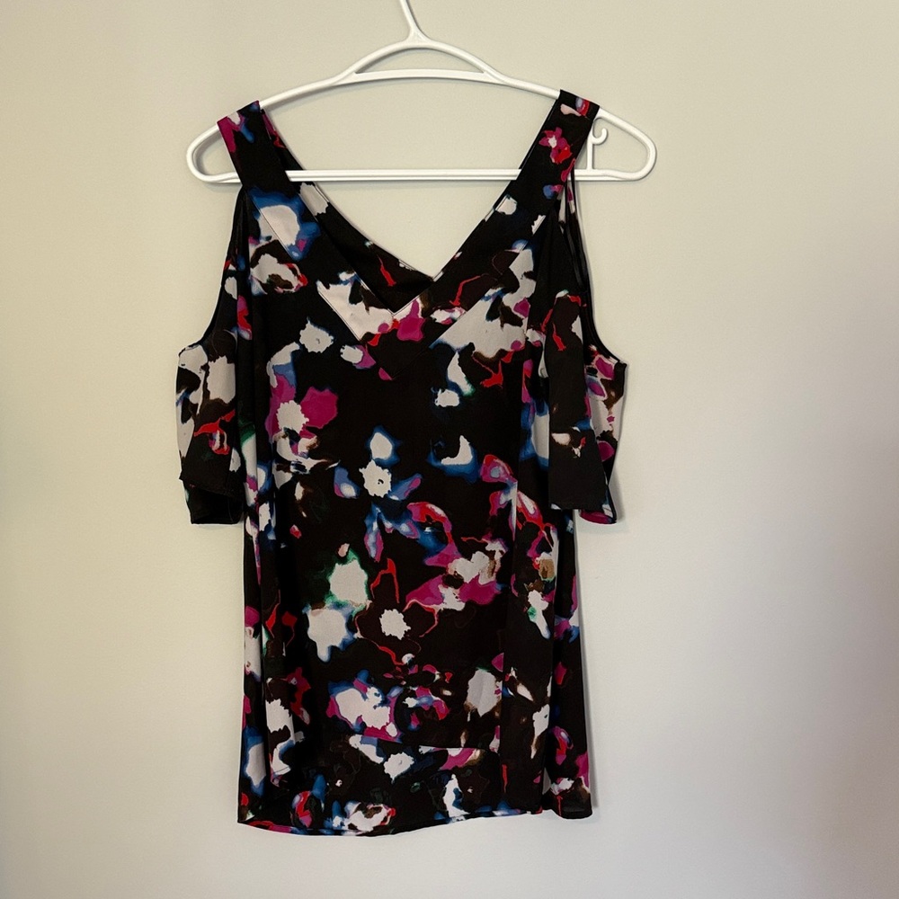 1. State Floral Cold Shoulder Tank Top - Black Multi